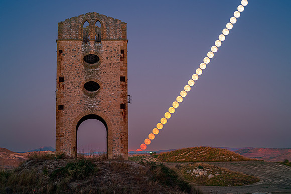 Moon Trail Above a Sicilian Sulphur Mine