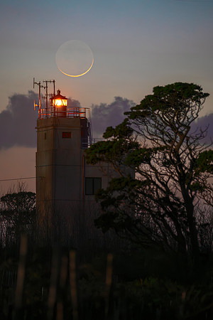 Sickle Moon Above The Rasocolmo Lighthouse
