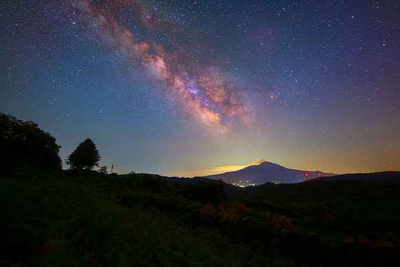 Milky Way Above Mount Etna From Nebrodi Mountains