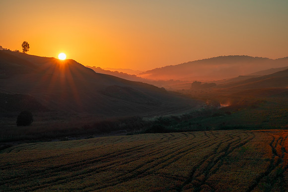 Sunrise Above Mussomeli Countryside