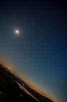 Moon M44 Venus Jupiter and Mercury Above Lake Pozzillo