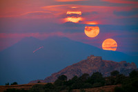 Strawberry Moon Above Mount Etna and Fiumedinisi Castle