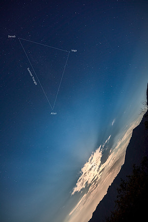 Lunar Rays and The Summer Triangle