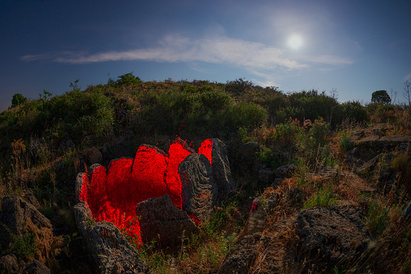 The Megalithic Spiral of Soprane Crags Under the Moonlight