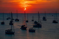 Eclipse and Sailing Boats on The Sea of Minorca