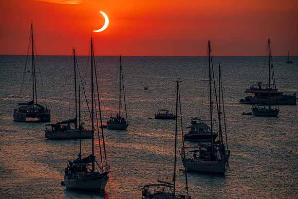 Eclipse and Sailing Boats on The Sea of Minorca 2