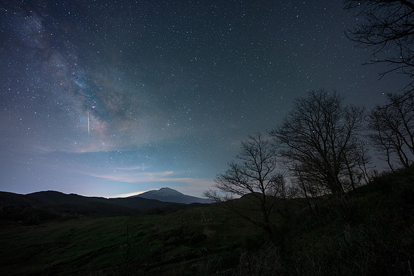 Milky Way Above Etna With Lyrids