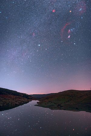 Winter Milky Way And Orion Above Lake Trearie