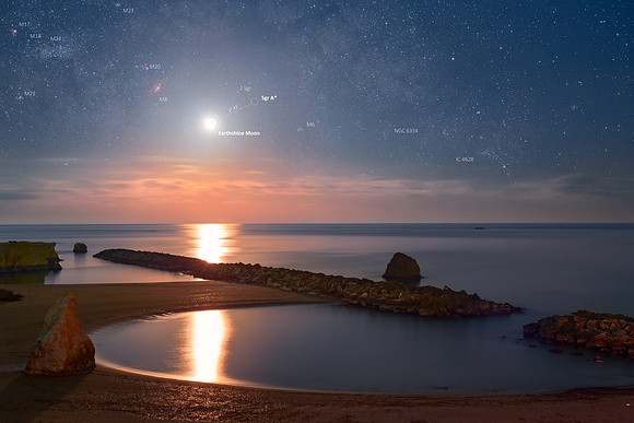Sickle Moon and Sgr A Alignment Above Punta Cirica - Sicily Caption