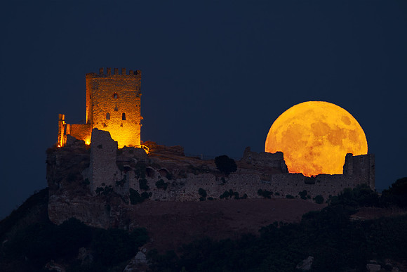 Sturgeon Super Moon Above The Walls of Cefalà Diana Castle
