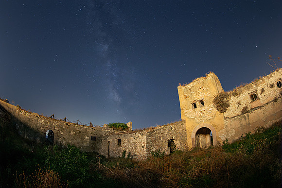 Milky Way Above Inici Castle - Sicily