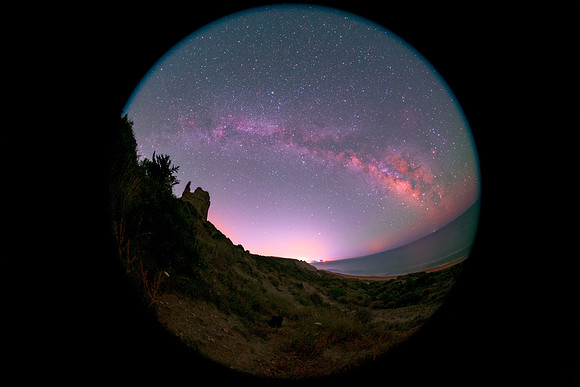Milky Way Above Torre Salsa full view - Sicily