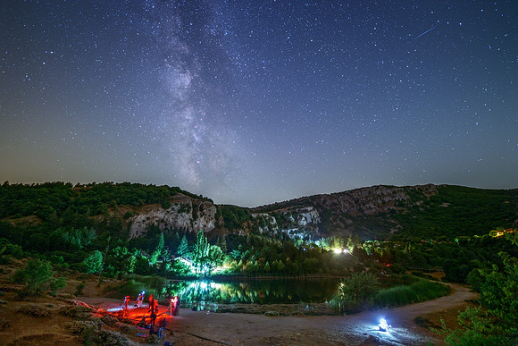 Perseid And Milky Way Above Mandria Del Conte Lake - Madonie - Sicily 2