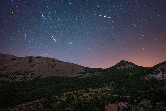 Perseid Meteor Shower Above Mandria Del Conte Lake - Madonie - Sicily