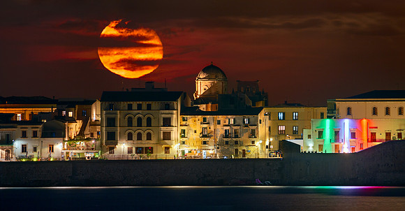 The Moon rises over the Church of the Holy Spirit - Syracuse