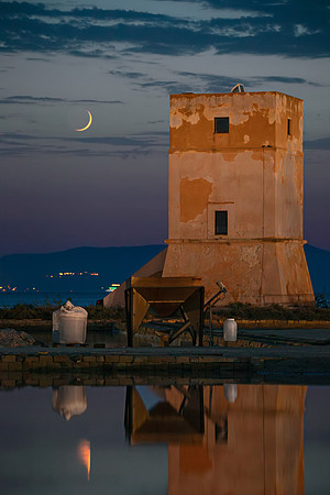 Earthshine Moon Above Nubia Tower