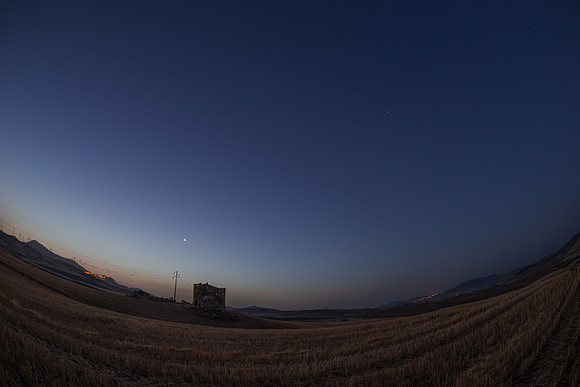 June 2022 Planet Alignment Above Albospino Tower Sicily