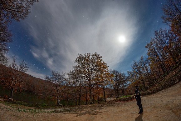 Moonlight Autumn With Orion at Lake Maulazzo - Sicily