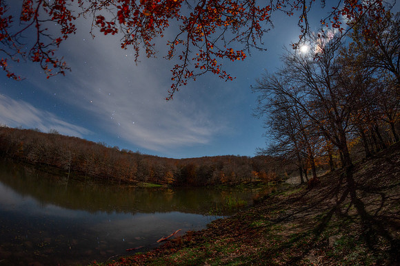 Moonlight Autumn With Orion at Lake Maulazzo 2 - Sicily