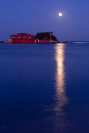 Strawberry Moon Reflection Over Brancati's Islet - Marzamemi