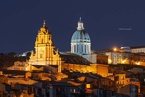 Comet Leonard and Venus Above Ragusa Ibla - Unesco Site - Sicily Caption Crop2