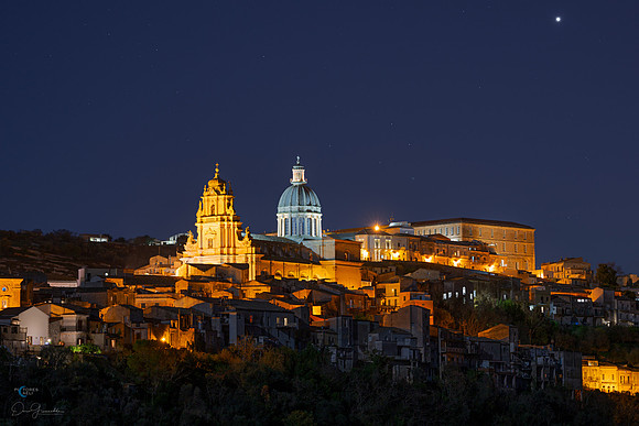 Comet Leonard and Venus Above Ragusa Ibla - Unesco Site - Sicily Crop1