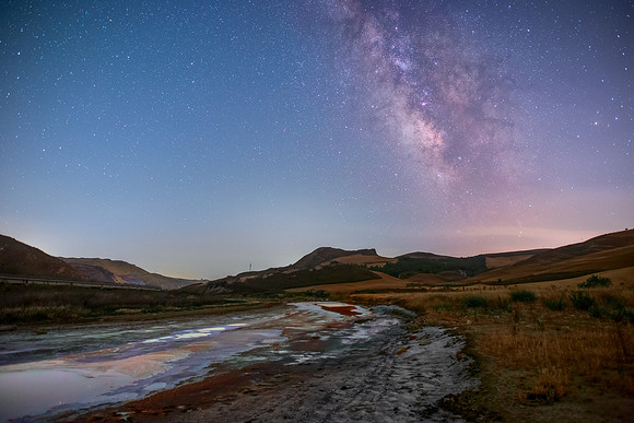 The Milky Way Above the Natural Fluvial Salt Pans of the Southern Imera River