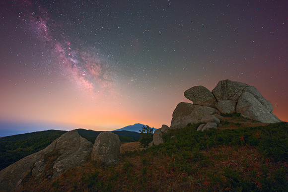Milky Way above Mount Etna And The Eagle Rock At Argimusco Sicily 2