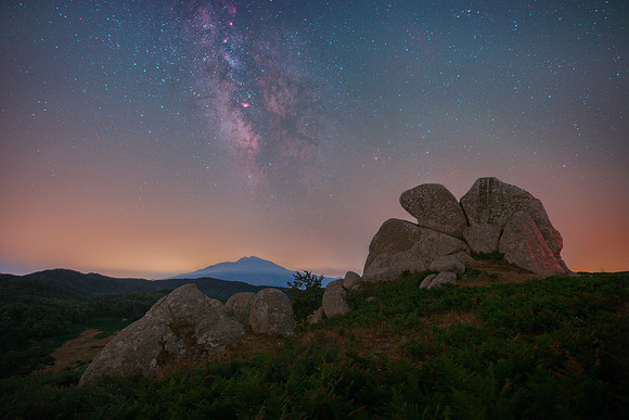 Milky Way above Mount Etna And The Eagle Rock At Argimusco Sicily 3
