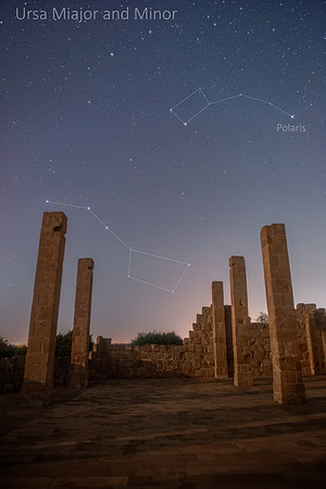 Ursa Major and Minor Above The Pillars of Vendicari Caption