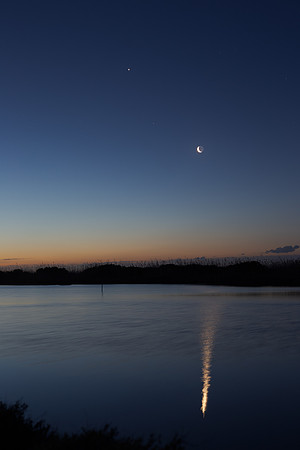 Venus Mars And Moon Alignment with Moon Reflection