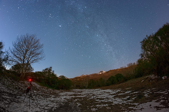 Winter Milky Way Setting Over The Slopes Of Mount Etna