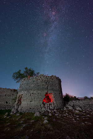 Milky Way Above The Tower Of Mazzallakkar Castle Sicily