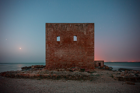 Planetary Alignment Above the Swabian Tower of Vendicari - Sicily