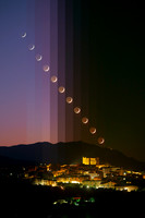 Earthshine Moonset And Twilight color Evolution Above Castelbuono