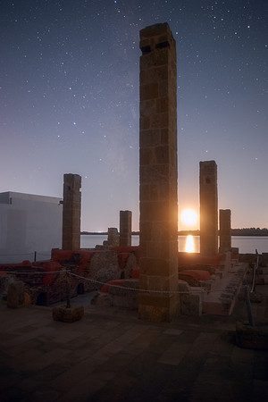 Moon Setting Among Vendicari's Pillars